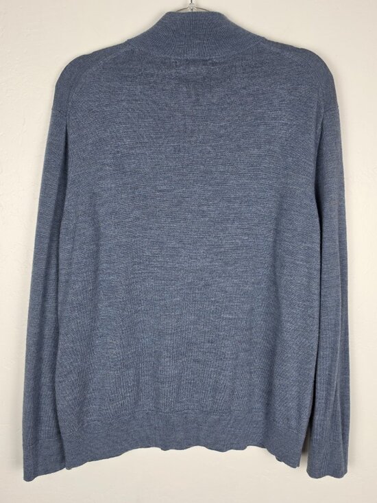 Banana Republic Men's Sweater Merino Wool Quarter Zip Blue Heathered Size XL - Picture 2 of 11